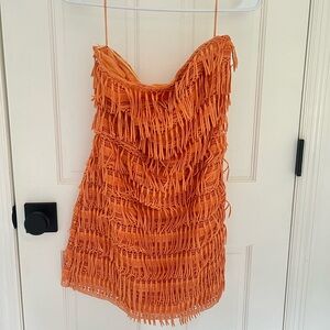 Anthropologie fringe strapless dress